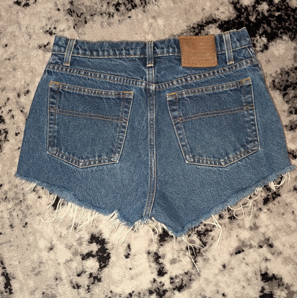 Vintage Ralph Lauren Polo Cutoff Jean Shorts Raw Hem Women's 30 Distressed Denim